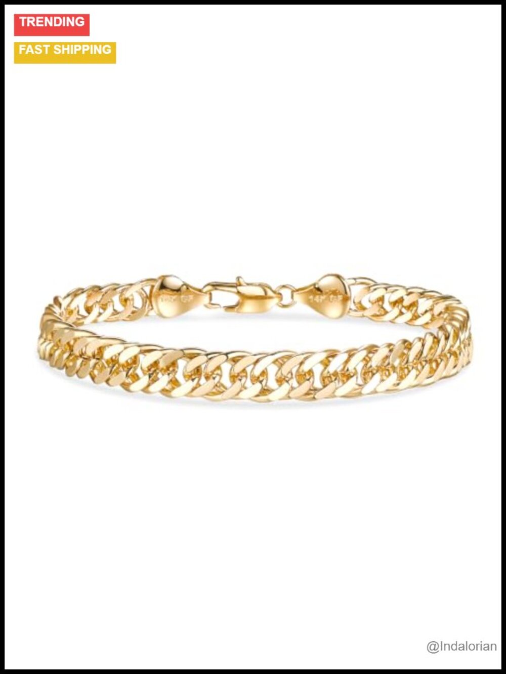 14K Gold Filled Cuban Link Bracelet 8mm Diamond Cut